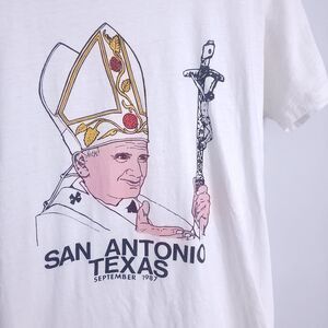 Vintage 1987 Pope John Paul II USA Tour T-Shirt Catholic San Antonio Texas